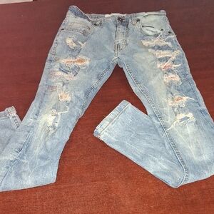 Revolution Light Blue Distressed Skinny Jeans